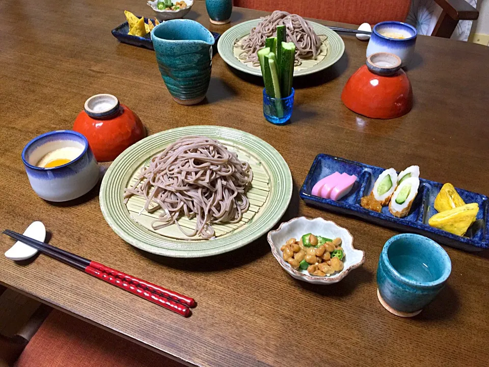 Snapdishの料理写真:とろろタレ蕎麦と麦ごはん|tsunemipapaさん