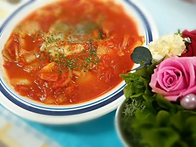 はくさいと白身魚のカレートマト煮|よっしー(=^ェ^=)さん