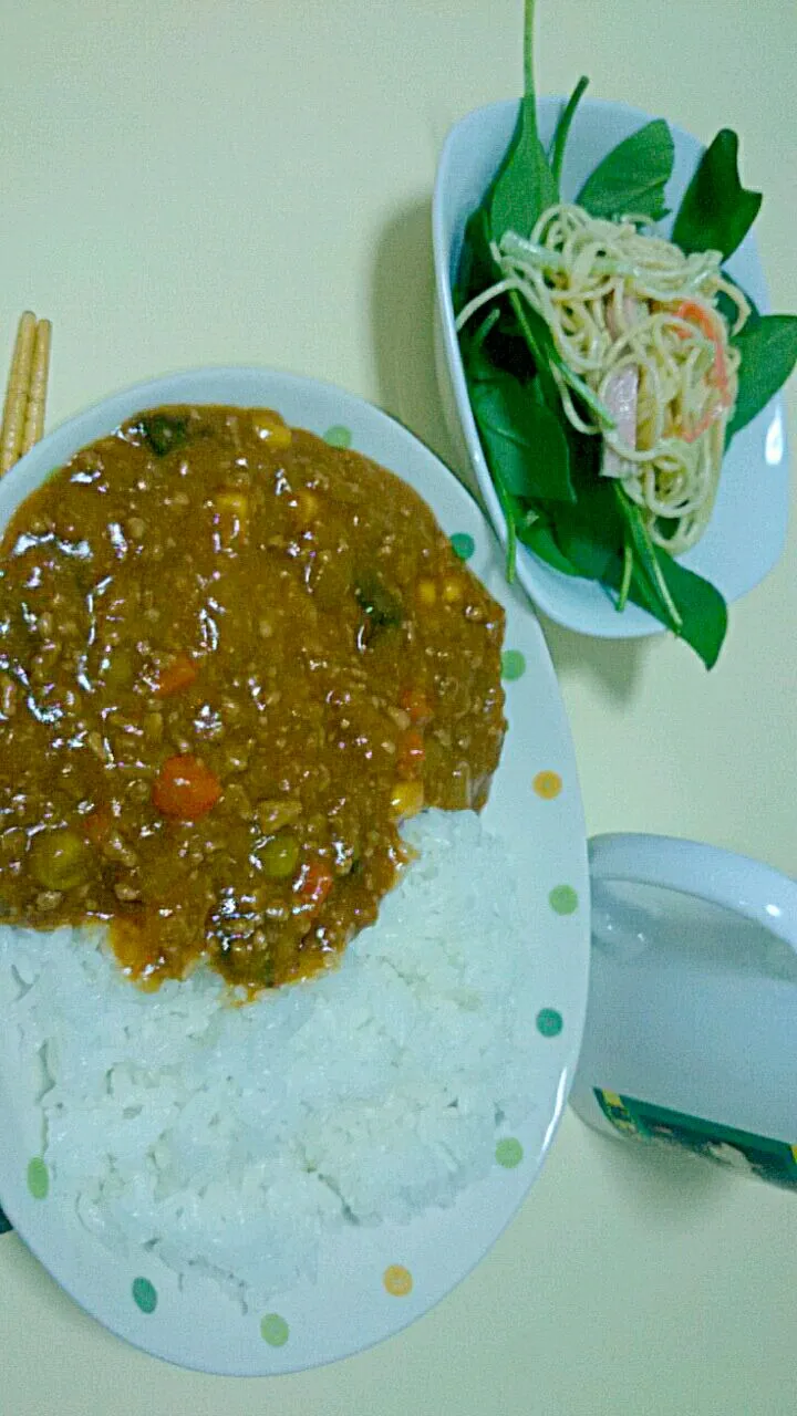 キーマカレーとｽﾊﾟｻﾗ！|しおさん