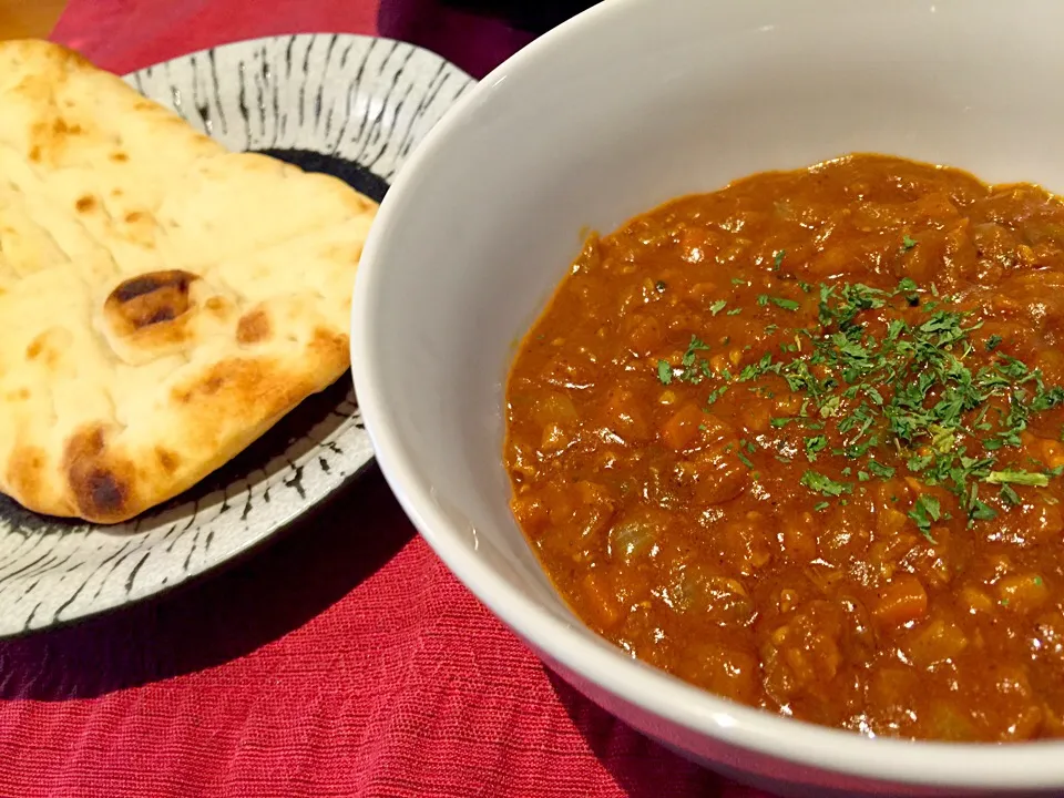 鶏ひき肉でキーマカレー&ナン|Sayaka Jinsenji Huletteさん