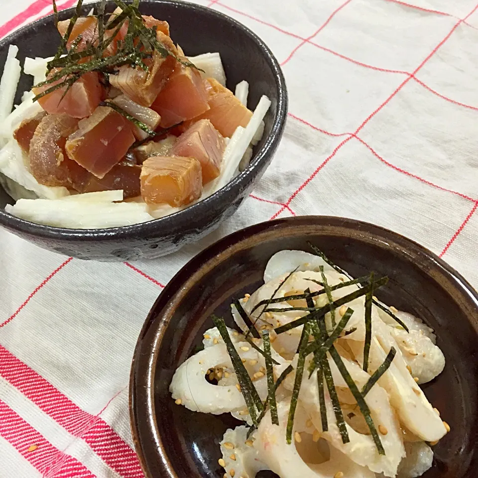 新生姜入り春限定ちくわ&マグロの漬けのせ長芋|アッツさん