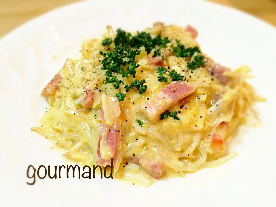 もやしで🎶 カルボナーラ🍝|プーティさん