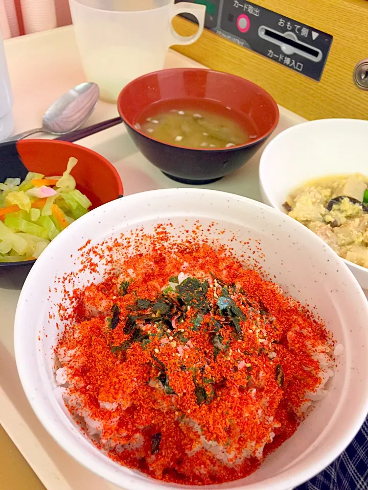 2015/3/27 朝食 病院でお赤飯。（≧∇≦）|中華蕎麦 銀時さん