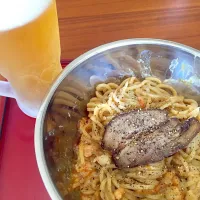 Snapdishの料理写真:セブンのつけ麺＆ポテサラ|nonkun2011さん