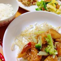 ⭐️切り干し大根とツナの和えもの⭐︎キャベツと玉ねぎ天のマヨサラダ⭐︎鶏もも肉の甘酢和えと蒸しもやし
