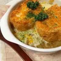 亜矢子サンのレシピでめたうまonion gratin soup☺︎♩