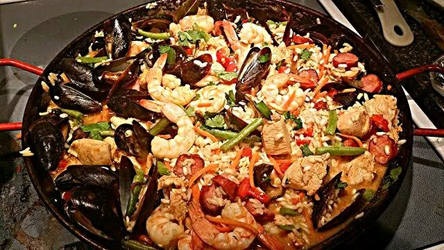 My Mom's Paella at Family Cabin #Party #Dinner #Seafood #Spanish cuisine|Alisha GodsglamGirl Matthewsさん