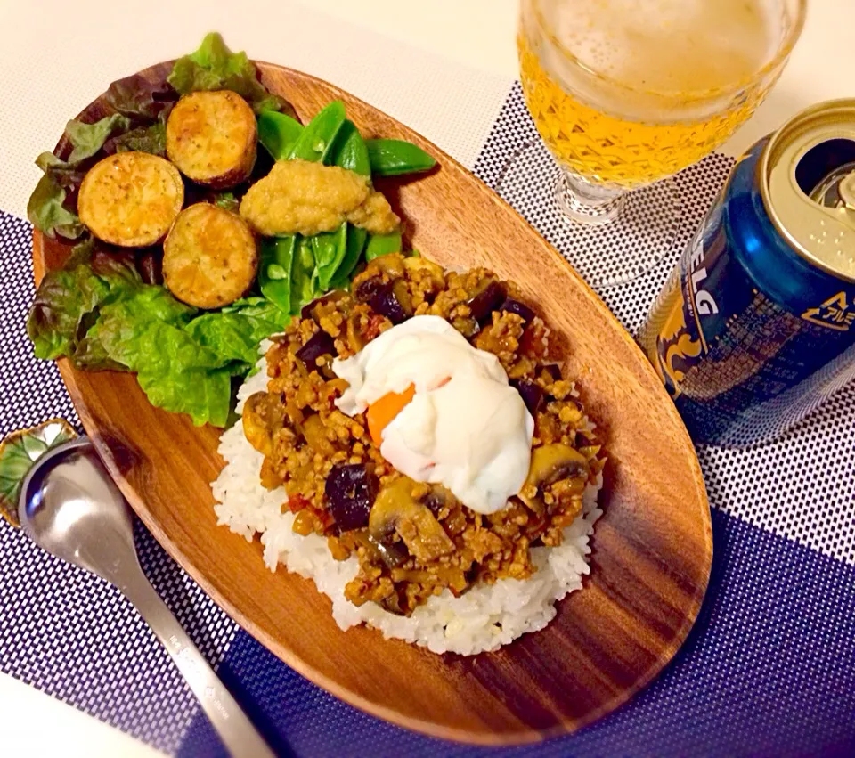 週末カレー◎茄子とマッシュルームのキーマカレー|有山さん