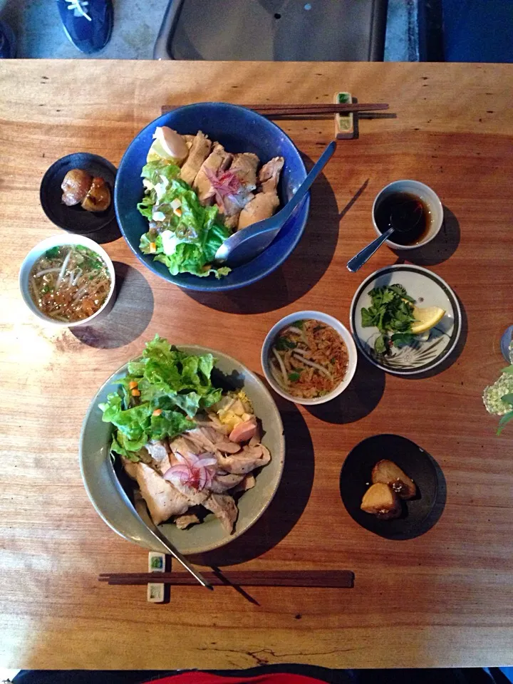 茹で鶏のせご飯|ハギーさん