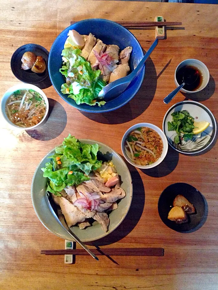 茹で鶏のせご飯|ハギーさん