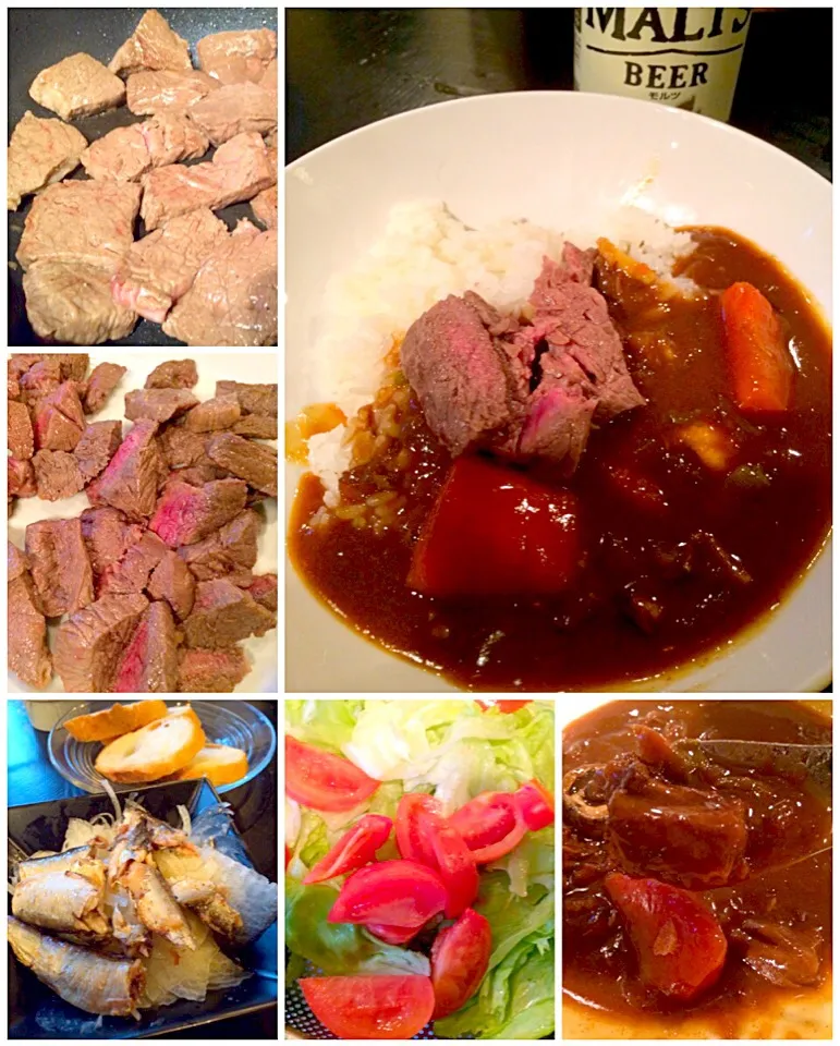 Today's Dinner🍴ｻﾗﾀﾞ･ﾚﾊﾞｰﾍﾟｰｽﾄ･ｵｲﾙｻｰﾃﾞｨﾝｵﾆｵﾝ･ｻｲｺﾛｽﾃｰｷ･ｵｯｸｽﾃｰﾙｶﾚｰby mom|🌈Ami🍻さん