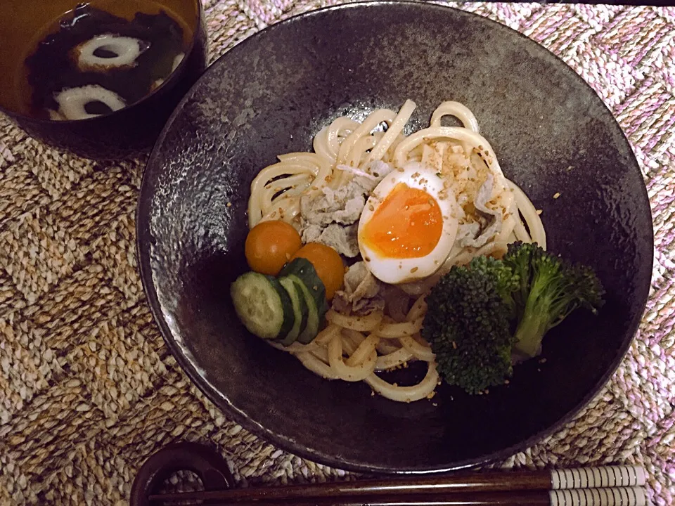 油うどん、ワカメと竹輪お吸物|あゃmamaさん