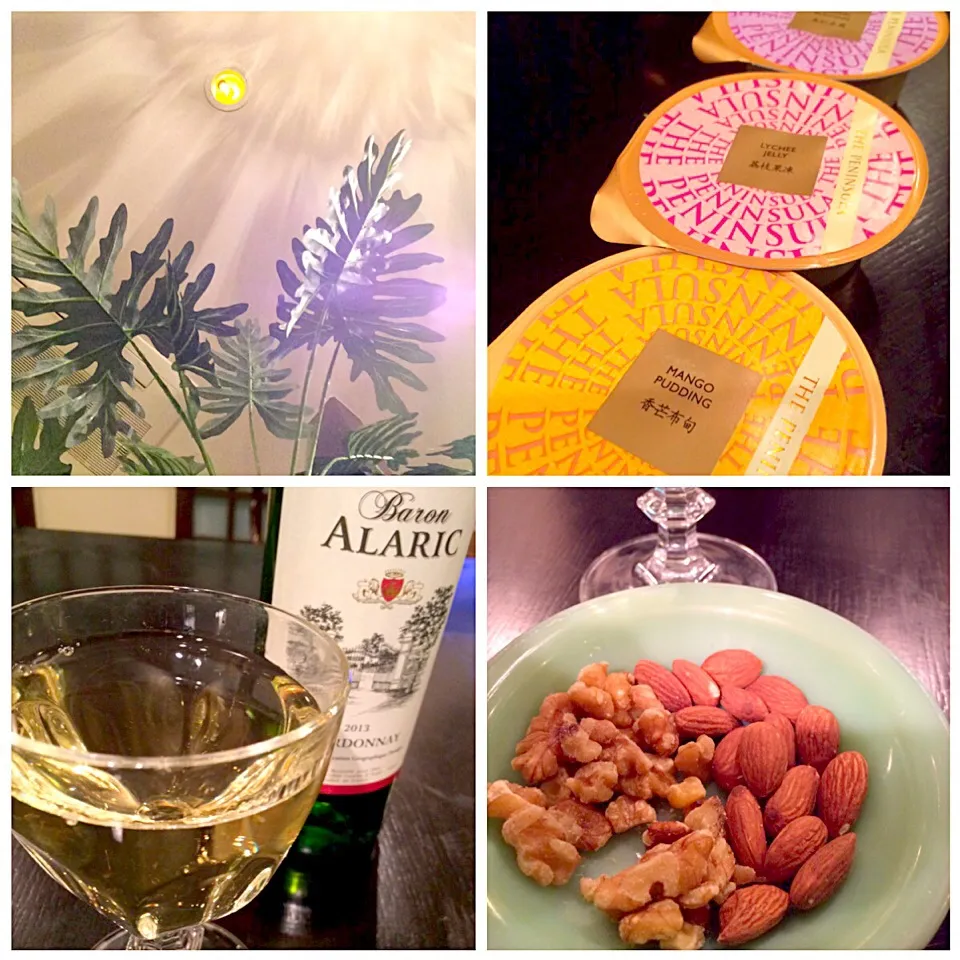 Snapdishの料理写真:Dessert🍷Wine&nuts😋ﾃﾞｻﾞｰﾄにﾏﾝｺﾞｰﾌﾟﾘﾝ､ﾗｲﾁｾﾞﾘｰ&杏仁豆腐とﾜｲﾝ&ﾅｯﾂ|🌈Ami🍻さん