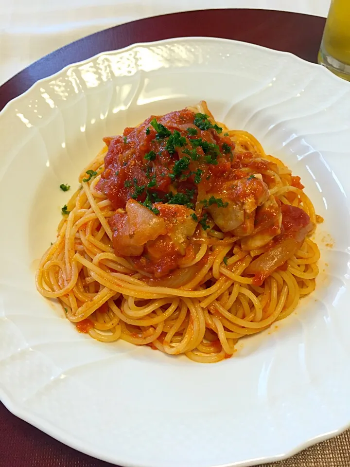 鶏肉とトマトのスパゲッティ|ミッキーさん