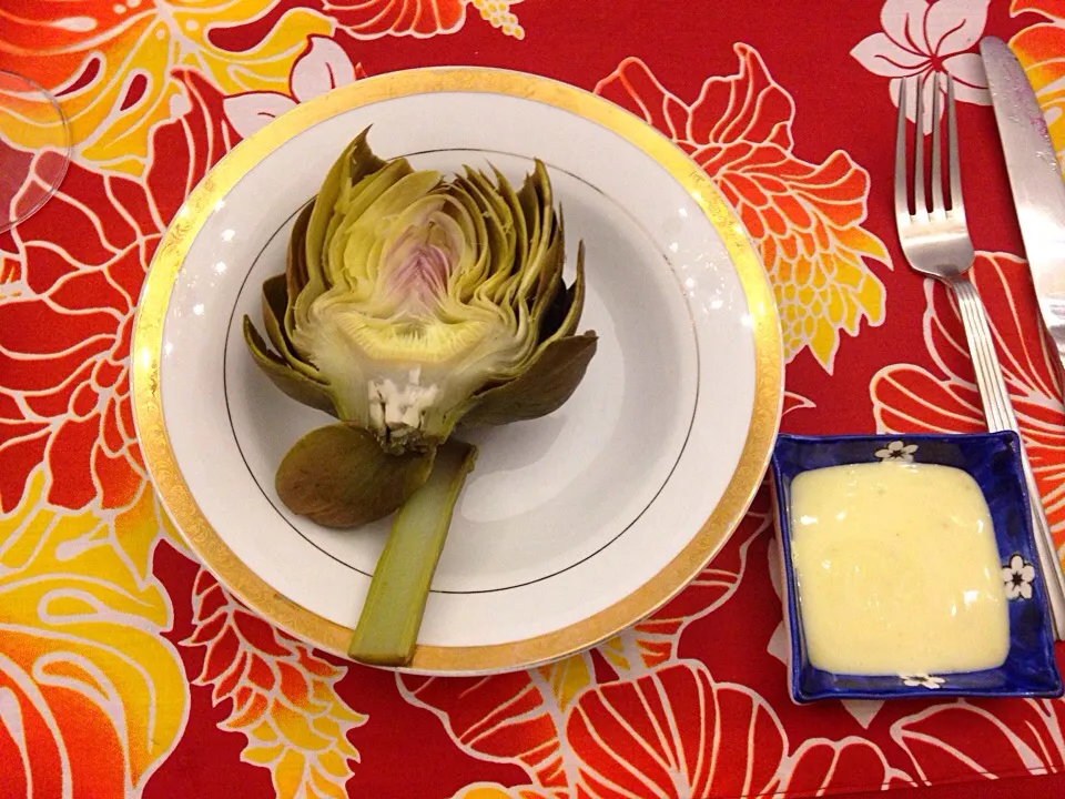 Artichoke with homemade mayonnaise|Sanaeさん