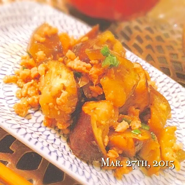 豚ひき肉と茄子の甘辛煮|アキコさん