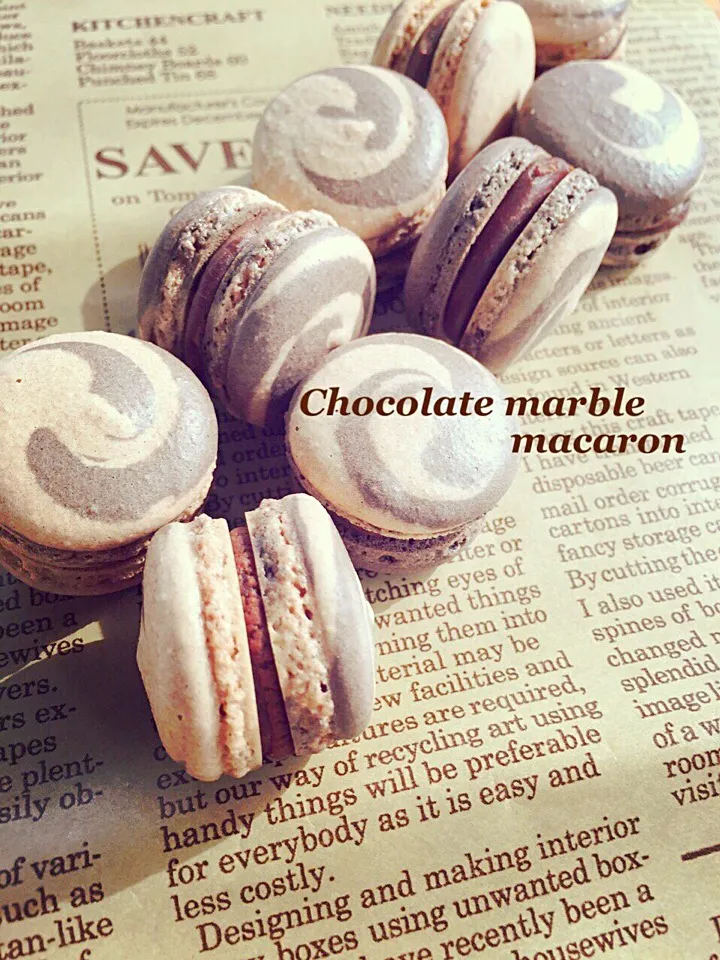 Chocolate marble macaron|サクラさん