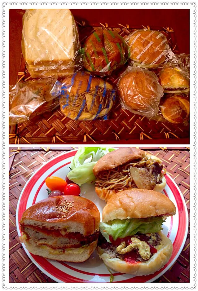 Snapdishの料理写真:Hamburger･Croquette sandwich･Yakisoba Pan🍔美味しいﾊﾟﾝ屋さんのお惣菜ﾊﾟﾝ<ﾊﾝﾊﾞｰｶﾞｰ･ｺﾛｯｹｻﾝﾄﾞｳｨｯﾁ･焼きそばﾊﾟﾝ>|🌈Ami🍻さん