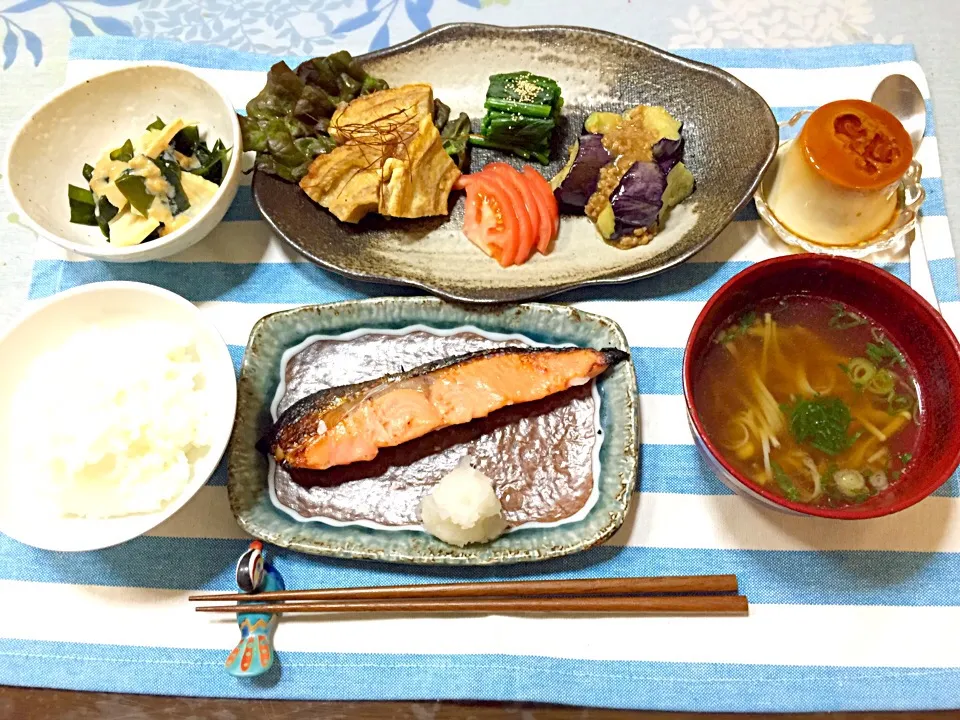 鮭塩麹焼き 車麩のピカタ 新筍とワカメの酢みそ    今日の晩ご飯|ようこさん