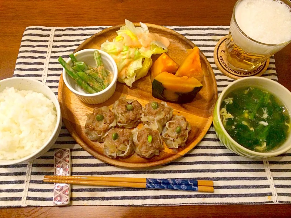 シューマイ かぼちゃの煮物 いんげんのおかかマヨ|haseseさん