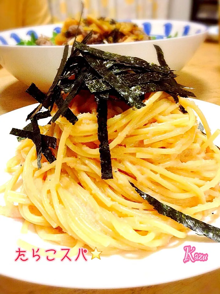 Snapdishの料理写真:ココナッツオイルでたらこスパ⭐️|かずきっちんさん