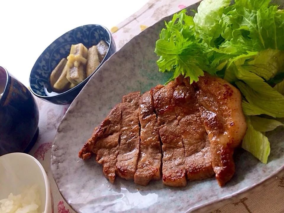 ポークソテー、茄子のグリル焼き|ずずさん