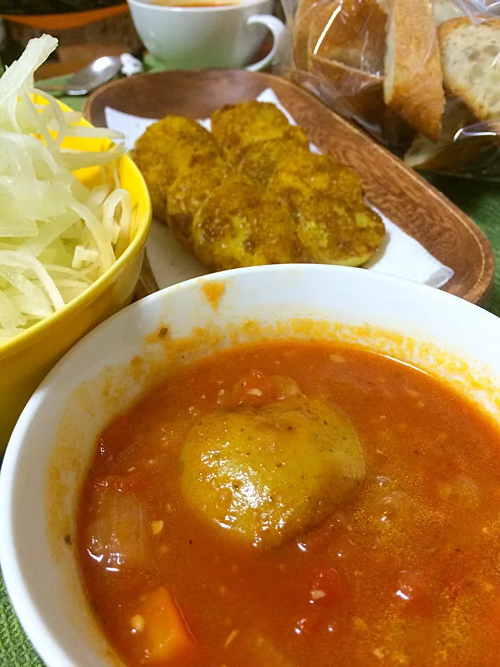 ごろっと野菜のミネストローネ/大根のサラダ/長芋カレーチーズ焼き|Hiropanさん