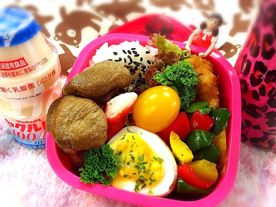 ミニみたね巻&パプリカの中華炒めお弁当♪|桃実さん