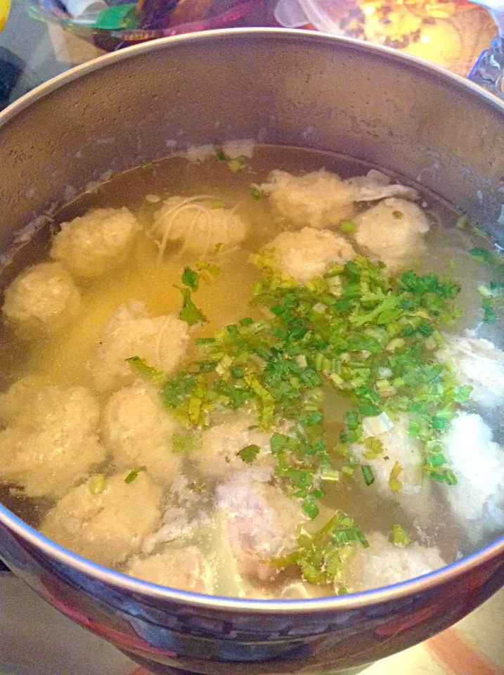 Chicken shrimp ball soup|orangeさん