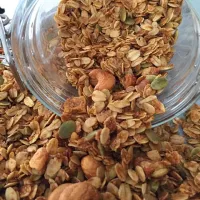 Granola with cashew nuts, walnuts and pumpkin seeds