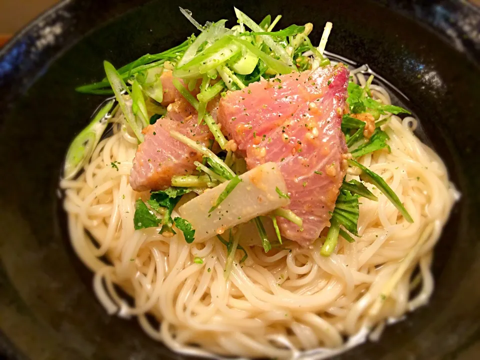 鰤の味噌和えそうめん2|半田手延べそうめんの店 阿波や壱兆さん