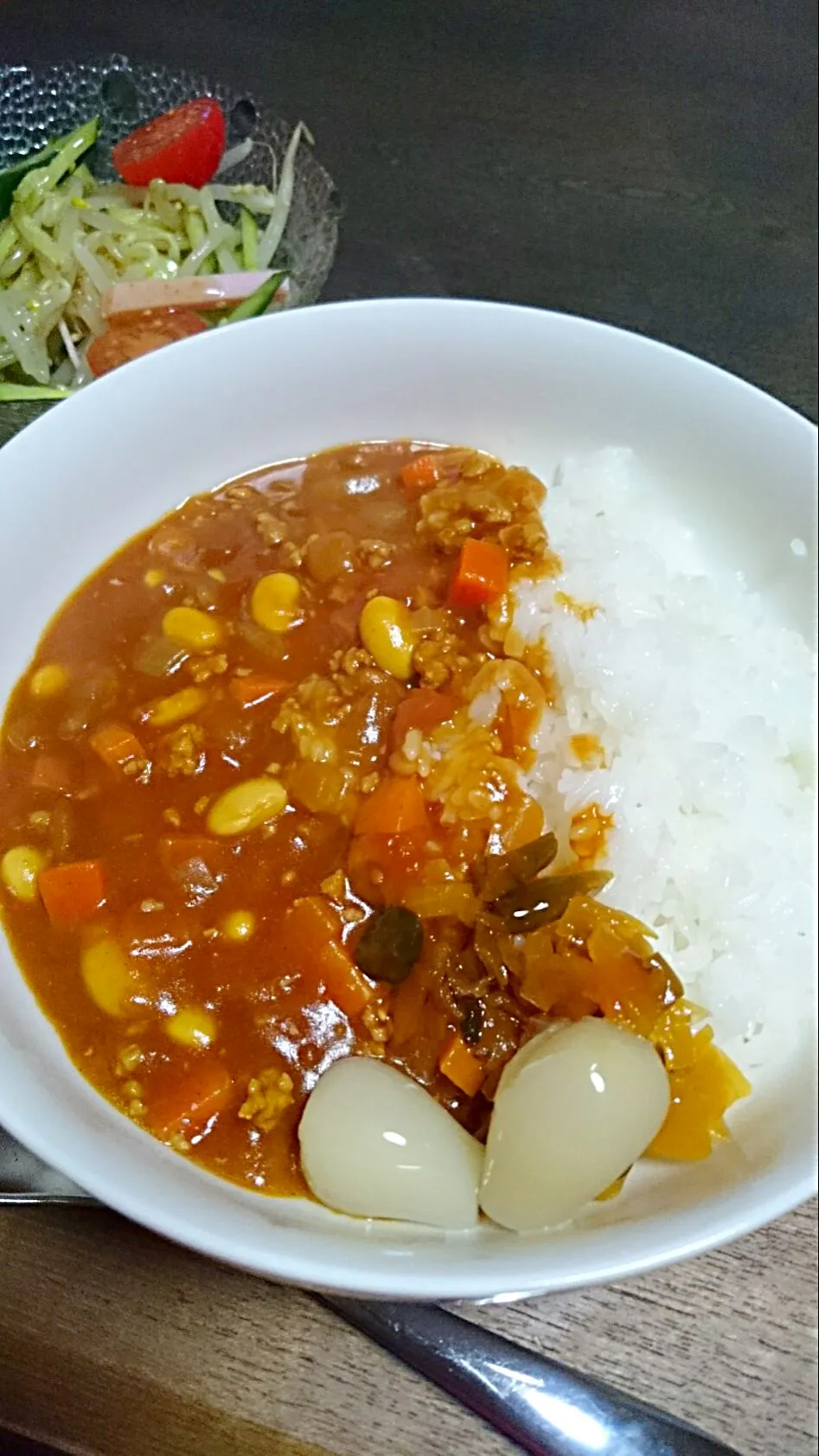 トマト豆カレーライス|めぐまげさん