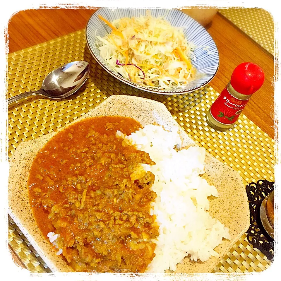 Snapdishの料理写真:本日の夕ご飯☆キーマカレー|Airi Ooshiroさん