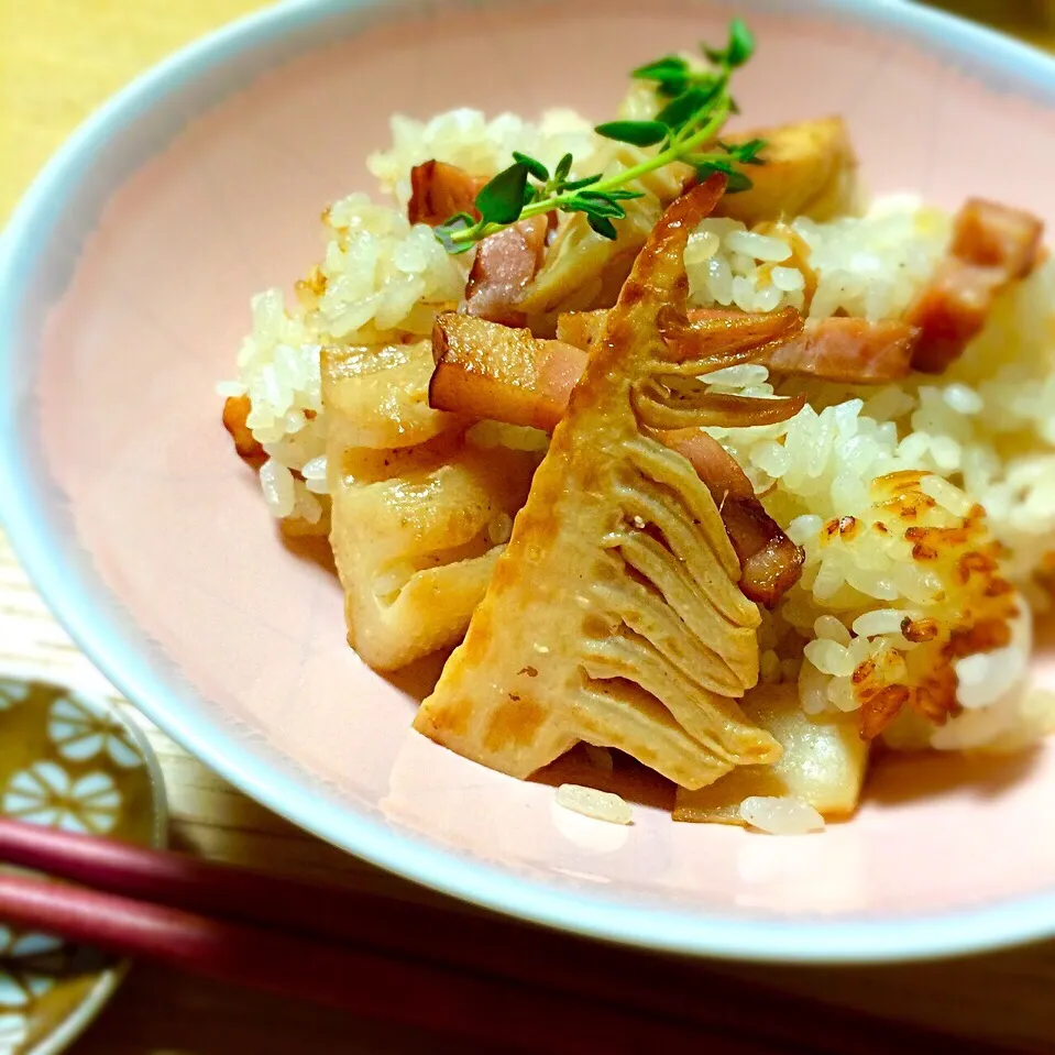焼き筍とベーコンのバター醤油 炊き込みご飯|angiee♡さん