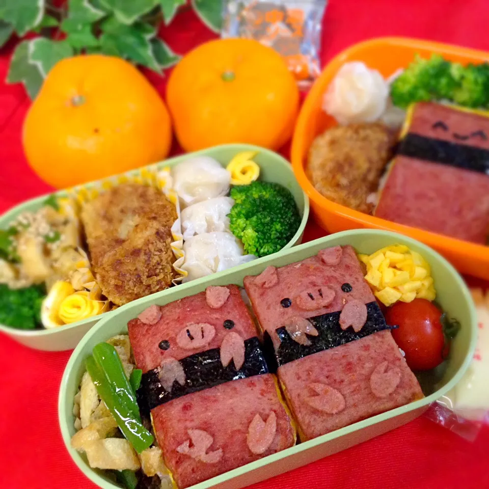 学童弁当 ブタちゃんスパムむすび|yukoさん