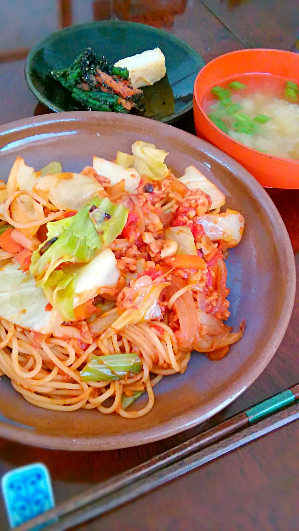 Snapdishの料理写真:野菜炒め風、ひじょうに家飯なスパゲティ #めし|ｼｮﾀさん