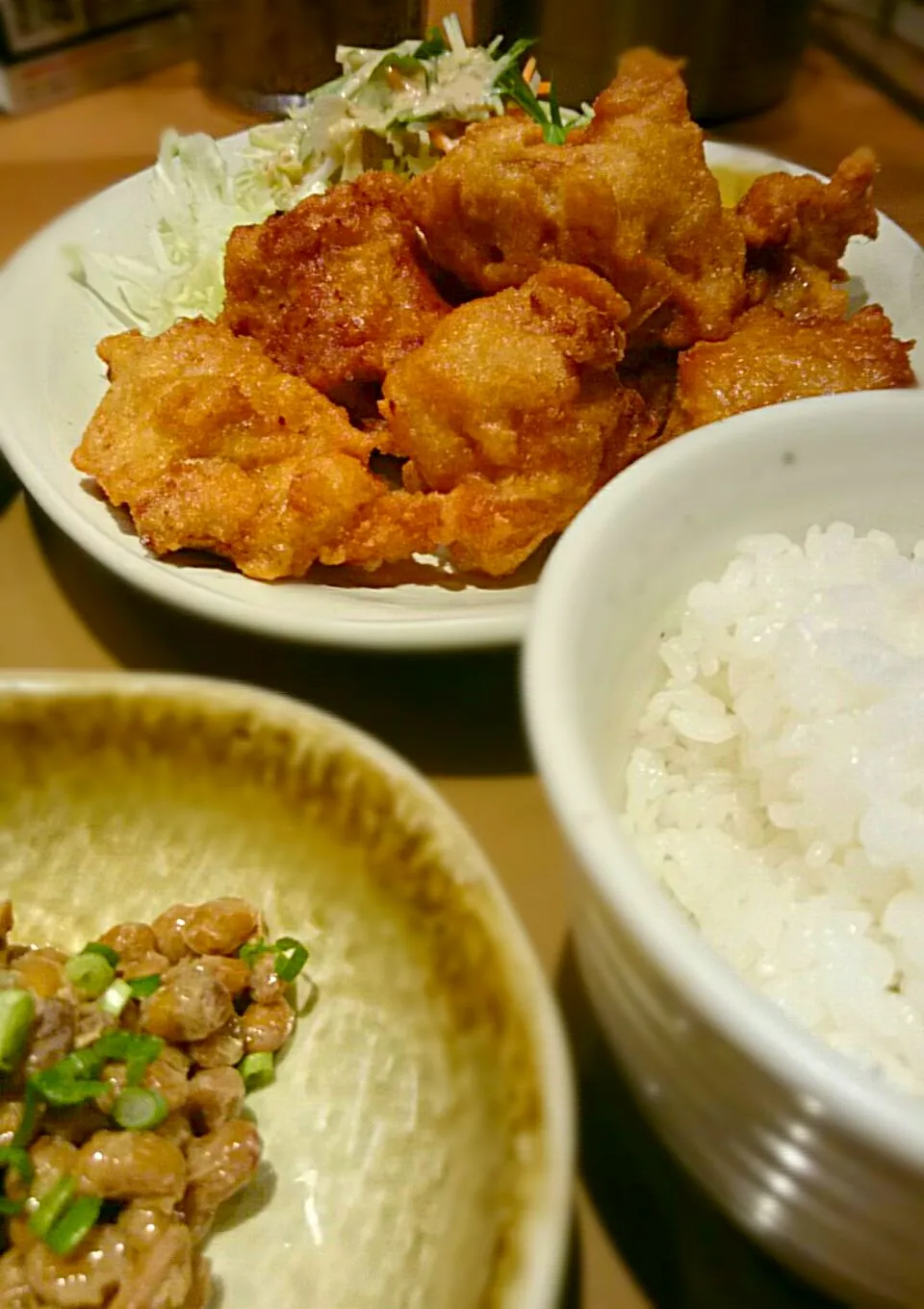 唐揚げ定食と納豆|平原知宏さん