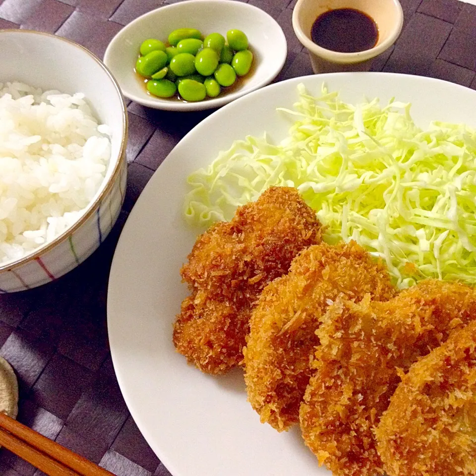 ヒレカツ(赤味噌だれ)・枝豆の漬け浸し|Accaさん