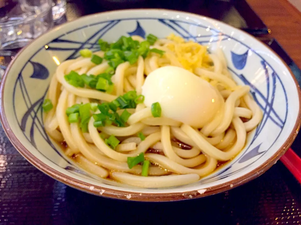 Snapdishの料理写真:Half boiled egg with udon in Bonita soy sauce|Sky Blueさん