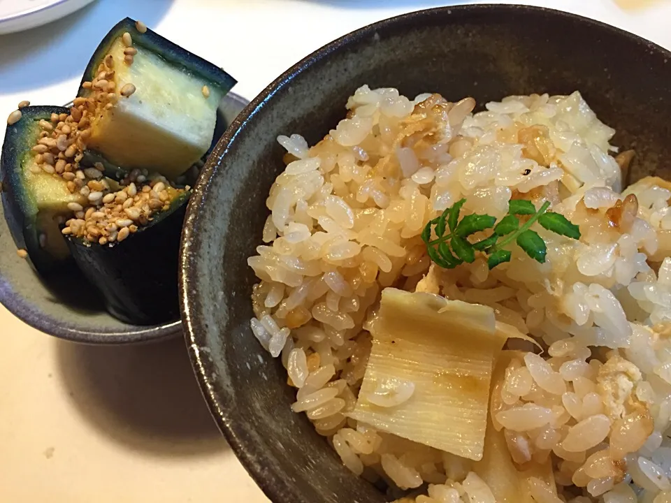 筍ご飯に水ナス漬物|sasaちゃんこ😎さん