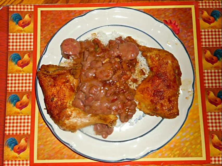 Cbicken, sausage and pinto beans with rice.|mitchellさん