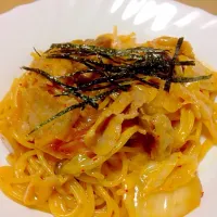 Snapdishの料理写真:豚キムチクリームパスタ|くれおんさん