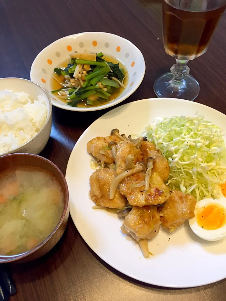 鶏のマヨ照り焼きの晩ご飯|mikaさん