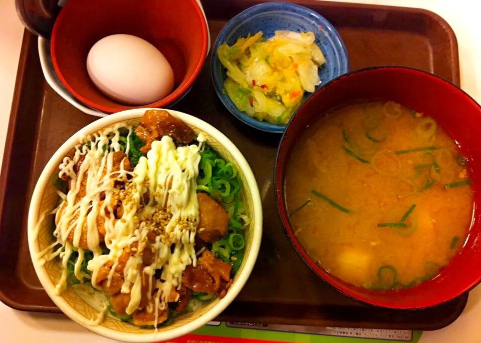 negitama japanese dish and miso soup|Mixesさん