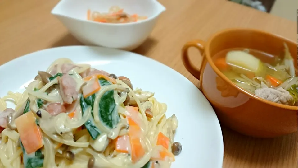 ホウレン草のクリームパスタ|ちのさん