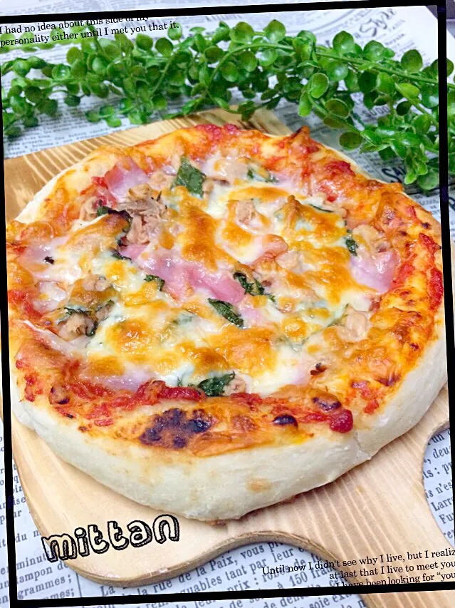 Snapdishの料理写真:Yuka Nakataさんの料理 【コネない生地】で自家製トマトソースピザ🍕を魚焼きグリルで！|みったんさん