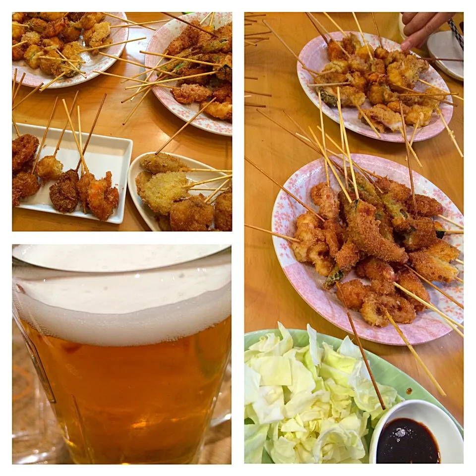 今日は串揚げ‼︎ビールのつまみに最高↗️↗️|美也子さん