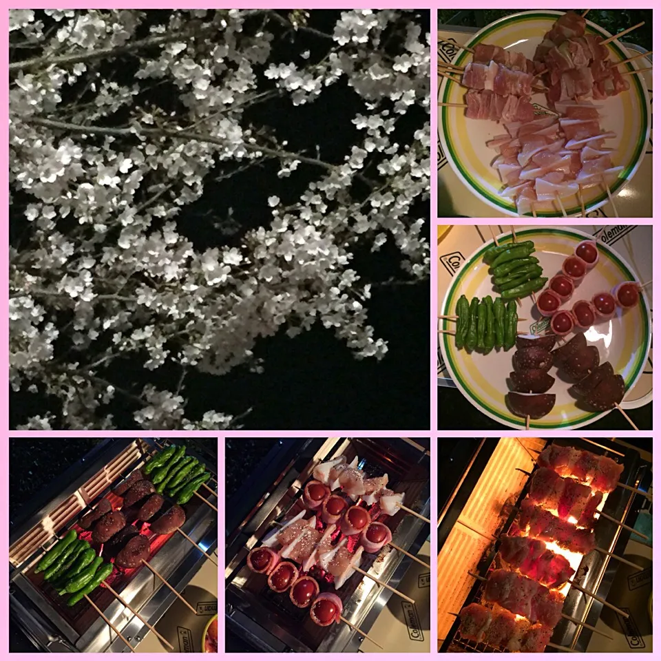 Snapdishの料理写真:夜桜🌸焼き鳥屋さん♪|こずえ⑅◡̈*さん