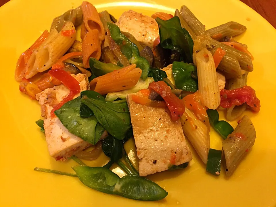 Warm Tofu Salad with spicy almond and tomato pesto|kavita maharajさん