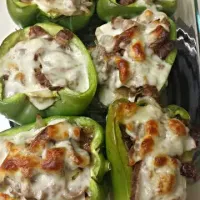 Snapdishの料理写真:I Cooked Philly Cheese Steak Stuffed Peppers 😊 #Steak #Main dish #Vegetable 🌟 🌟 🌟 🌟